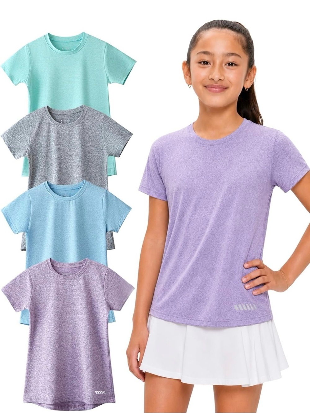 Liberty Pro 4 Pack Youth Girls Short Sleeve Dry Fit Athletic Shirts
